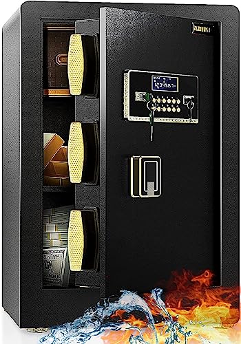 Safe Box, Adimo 2.8 Cubic Ft Fireproof Safe Box, Weighted Cabinet Safe With Removable Shelf, Sensitive Alarm, Dual Key System With Lcd Digital Screen, Safe For Jewelry, Cash, Documents, Gold, And Guns #TOP6