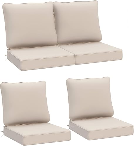 AAAAAcessories Cojines de asiento profundos para muebles de patio, resistentes al agua, juego de 4 cojines de repuesto para sillas de patio, 24 x 24