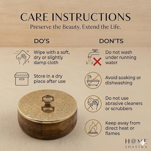 Image of Wooden Casserole with Traditional Handle | Floral Engraved Hot Case Chapati Box for Fresh & Warm Roti | Multipurpose Roti Box, Snack & Dry Fruit Storage | Luxury Kitchen Decor