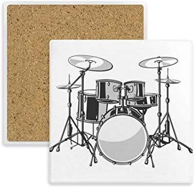 Song Music Drum Kit Energy Illustrate Square Coaster Cup Mat Mug Subplate Holder Insulation Stone image 2