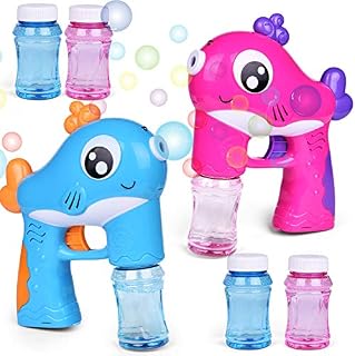 FUN LITTLE TOYS 2 Bubble Guns with 4 Bottles Bubble Solution, Bubble Blower
