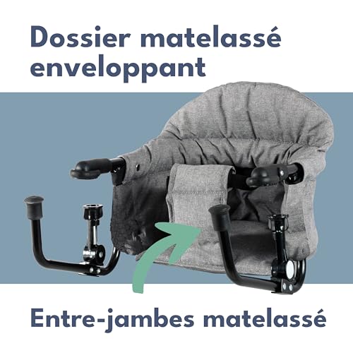 Siège de table bébé Looping gris chiné au design compact et finitions soignées - 3