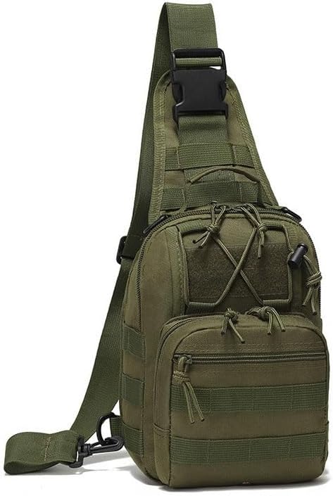Tactical Sling Shoulder Backpack for Men, Outdoor MOLLE Military Chest Bag EDC Crossbody Bag Small Sports Backpack (Army green)