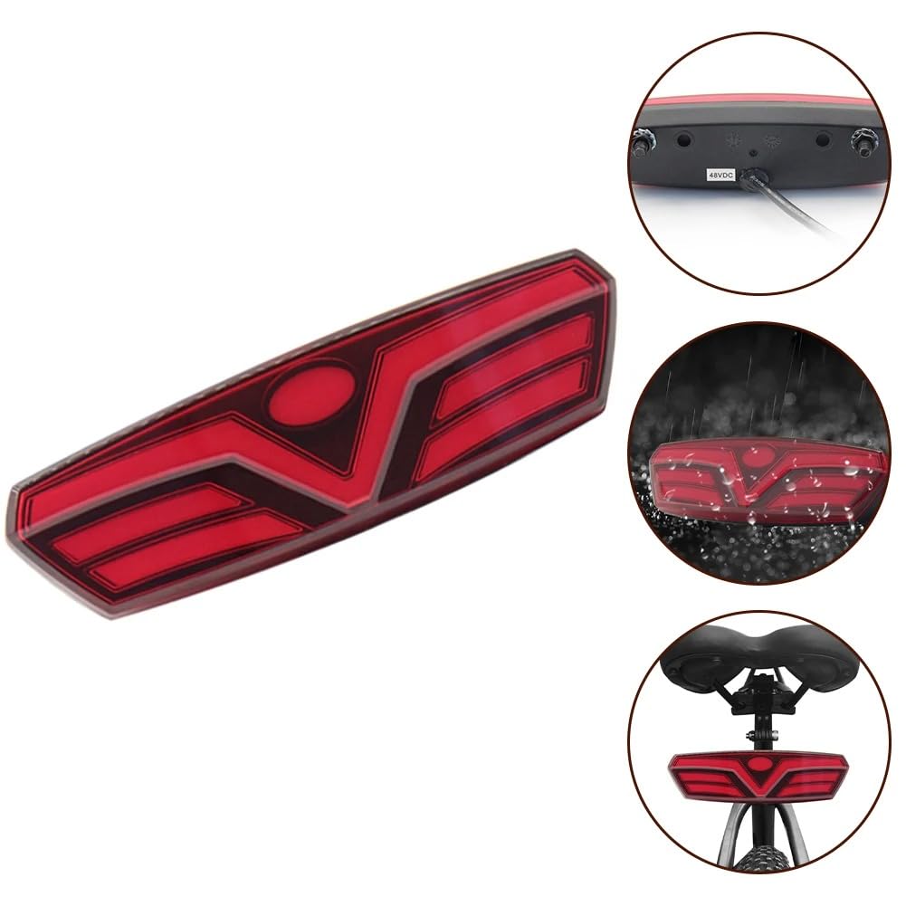 48V Bicicletta Elettrica Fanale Posteriore LED Avvertimento Lampada Posteriore 2Pin Connettore Impermeabile Accessori per Bici Elettrica