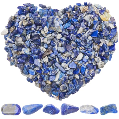 SOFPLATE 500g/1.1lb Lapis Lazuli Stone Chips Tumbled Stones Chips Mini Irregular Shaped Blue Crushed Tumbled Stone Rock Chip Pieces for Jewellery Making Home Office Vase Plants Decorative Crafts