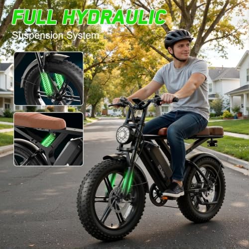 Image of SISIGAD Electric Bike for Adults, 2000W Peak Motor E Bike with 48V Removable Battery, 65-120 Miles Range Electric Bicycle, 20 * 4 inch New All-Terrain Ebike with 7 Speeds, Full Suspension