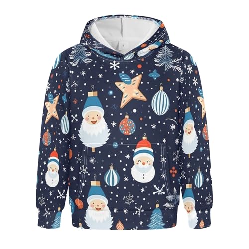Kids Hoodies Sweaters Christmas Xmas Santa Claus Hooded Sweatshirts with Big Pockets for Boys Girls B0400362