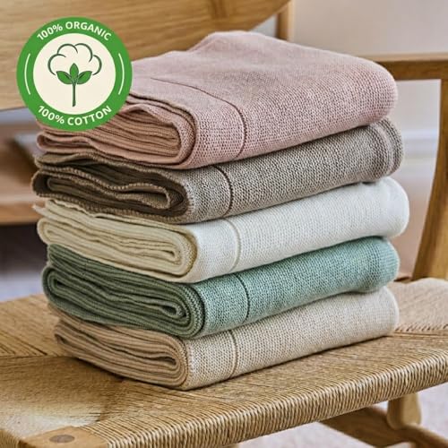 Image of 100% Organic Cotton Knit Receiving Baby Blanket for Newborns - Soft, Breathable Blanket for Crib & Stroller - Nursery Gift (Ultra Soft Fog)