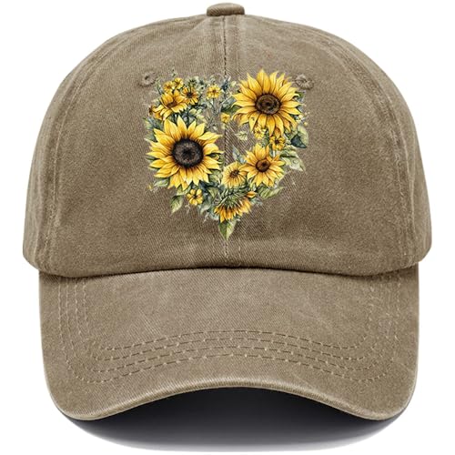 3 D G Sunflower Hat, Yellow Sunflower Graphic Hat Cute Baseball Cap