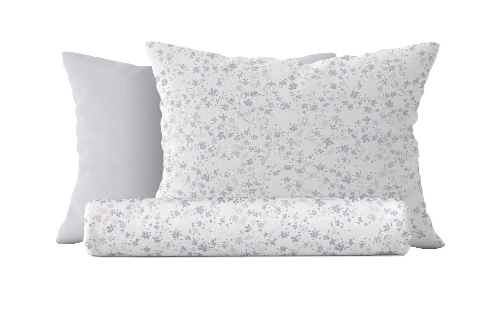 Housse de couette coton 150x200 anti-transpiration blanche violette