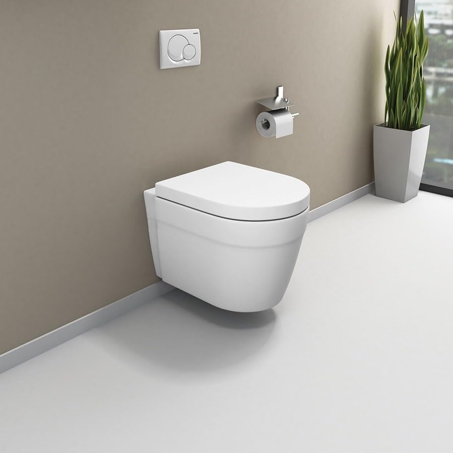 Clay Plus Premium Ceramic Wall Hung Commode/Rimless Western Toilet Commode/Commode for Toilet with Soft Closing Toilet Seat - P Trap (White) (B0CYQ5PQ7V) Amazon Price History, Amazon Price Tracker