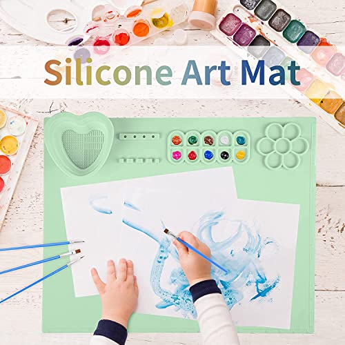 Atozs 1 Pcs 20 X 16 Inch Silicone Painting Mat For Resin Casting With Cup For Draw Green #TOP2