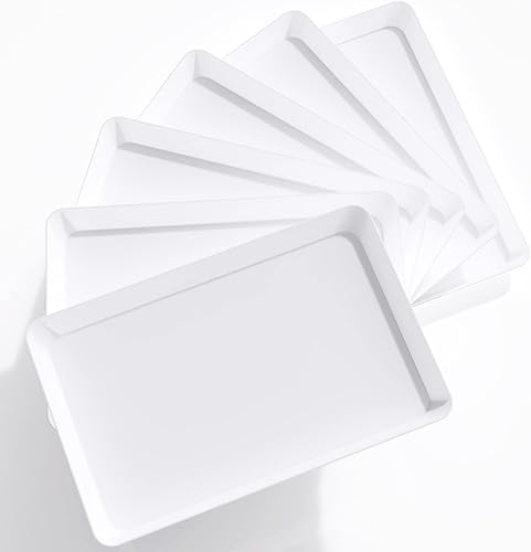 Lifewit Bandeja de servir de plástico para fiestas, platos de 15 x 10 pulgadas para servir alimentos, bandeja de alimentos blanca para aperitivos,