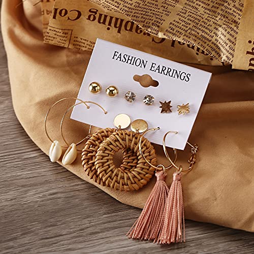 Image of Shining Diva Fashion Stylish Combo Design 6 Pairs Metal Earrings for Women and Girls (F12787er)