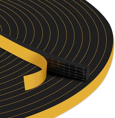 33Ft Door Weather Stripping, (1/2in x 1/4in), Strong Adhesive, Sound Proof, Door Insulation, Weatherproof Foam Tape for Doors, Weatherstripping for Doors Frames, Windows