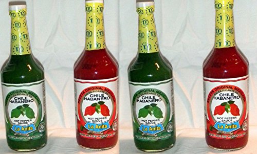4 X La Anita Chile Habanero Hot Pepper Sauce From Mexico 7oz Glass Bottles Sealed
