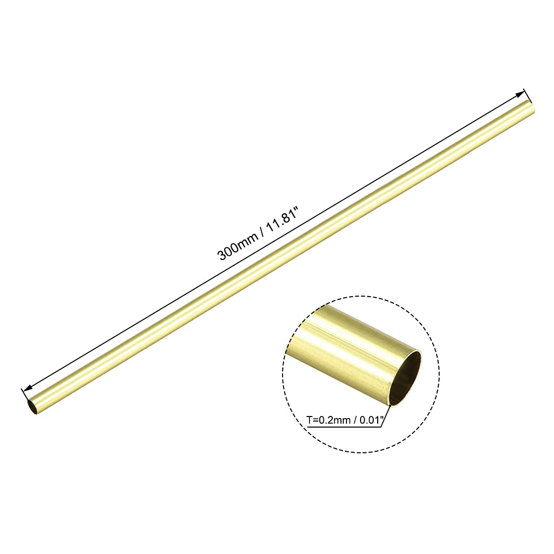 PATIKIL Ottone Tubo 1mm-3.5mm DE x 0.2mm Parete 300mm Lunghezza 6pz Liscio Rotondo