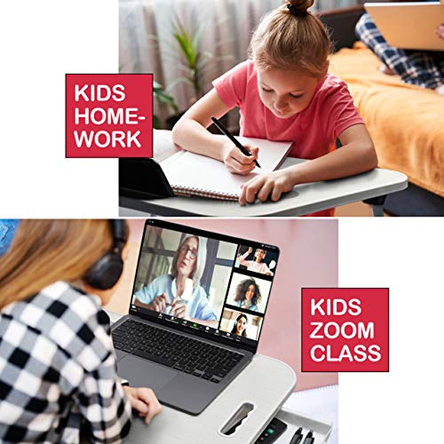 Lap Desk, Foldable Desk Bed Tray, Standing desk, Laptop Desk, TV Tray Tables For Eating, Bed Table, Bed Desk, Breakfast Tray, Laptop Stand For Bed and Couch, Portable Desk For Dinner, Reading, (White)