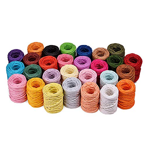 15.31Yard Raffia Stripes Paper String,Colorful Twisted Paper Craft String/Cord/Rope For Wedding Party Decor Flower Wrapping Rustic Decor Diy Making Gift Wrap Flower Basket Packaging #TOP1