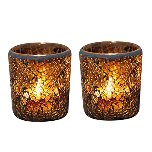 2pcs Mosaic Glass Jars Table Centerpiece Moroccan Decor for Home Glass Tea Light Holder tealight Holder Decors Glass tealight Holder Small Tea Light Holder Wedding Candle