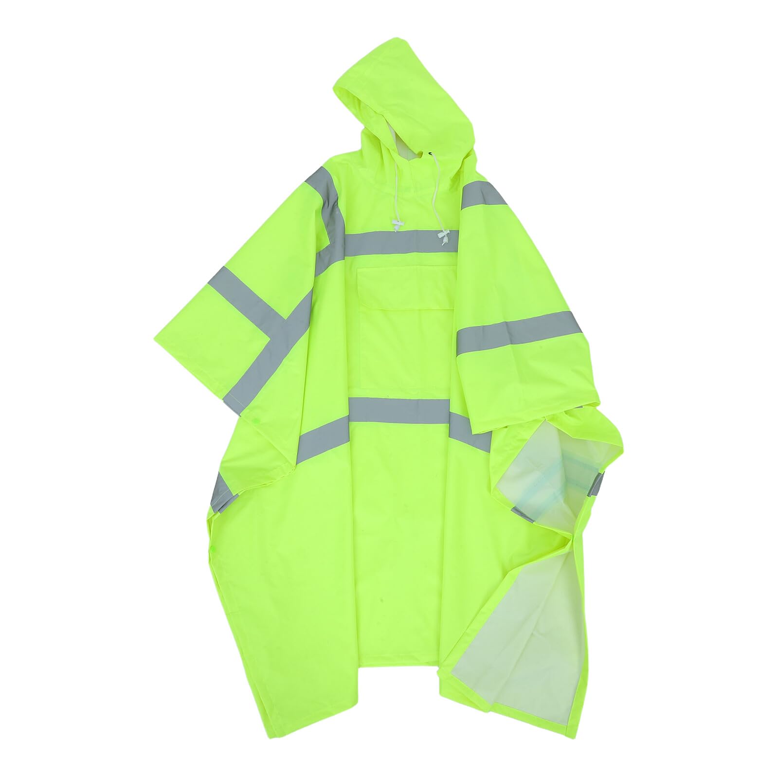 Poncho de Pluie Imperméable Réfléchissant pour Adultes avec Capuche à Cordon, Tissu Polyester Taffetas et Poche Avant Spacieuse, Randonnée Déplacements Quotidiens