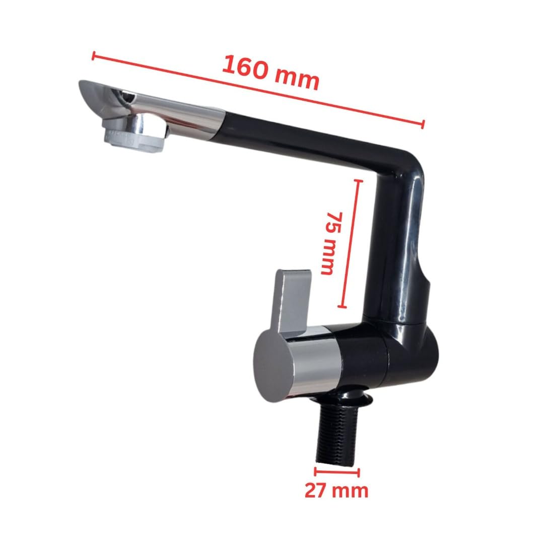 Robinet d'eau mélangeur chaud et froid 12 V Micro interrupteur 160 mm Bec pliable pour caravane, camping-car, fourgon aménagé et bateau