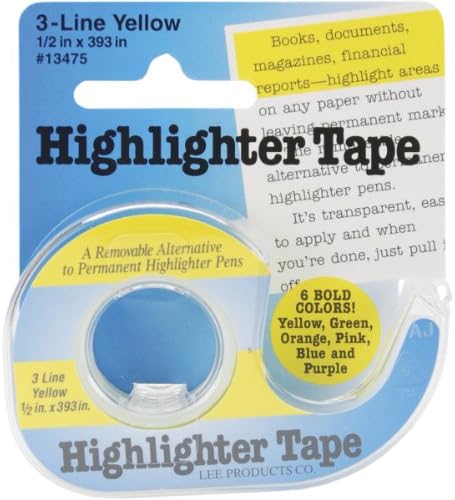 Lee Products Highlighter Tape 1/2"X393"-Yellow