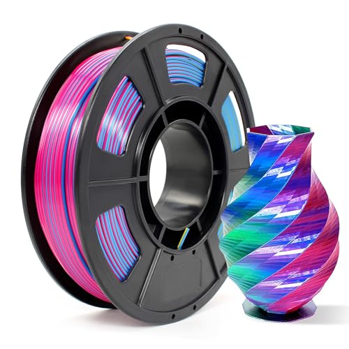 Image of Silk PLA 3D Printer Filament Triple Color Silk PLA Filament 1.75mm 3D Printing Filament Fit Most FDM Printers, 250g Spool(0.55lbs), 3 in 1 Color Red Gold Blue