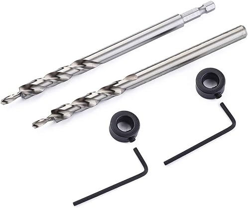 Miniatura 1 de 2 brocas de agujero de bolsillo de 38 pulgadas (0.374 in), broca de paso giratorio HSS con cuello de tope de profundidad para agujero de bolsillo