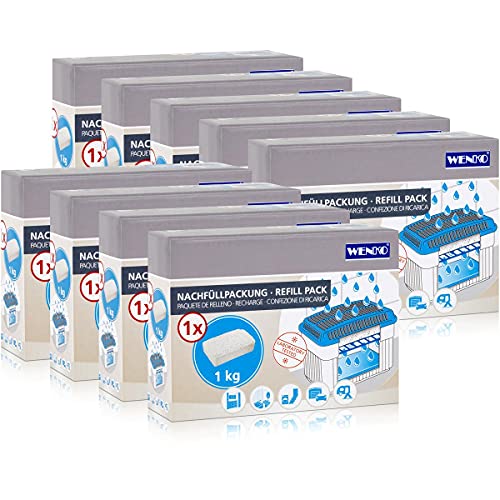 9x Wenko Nachfüllpackung Feuchtigkeitskiller Raum- Entfeuchter, 1kg Granulat