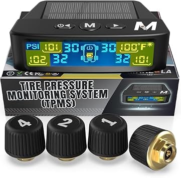 Marcala Tire Pressure Monitoring System - Set of 4 TPMS Sensors 0-98PSI