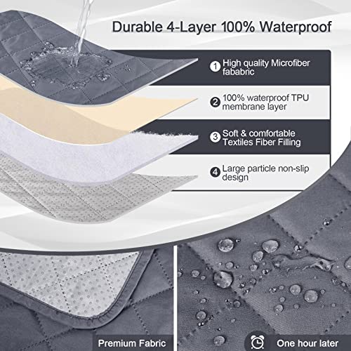 Kincam 100% Waterproof Recliner Chair Cover, Reclining Couch Covers For Pets, Dogs, Recliner Couch Slipcover Furniture Protector With Elastic Straps For Kids, Dark Gray #TOP1