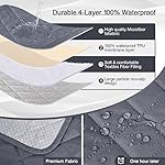 KinCam 100% Waterproof Recliner Chair Cover, Reclining Couch Covers for Pets, Dogs, Recliner Couch Slipcover Furniture Protector with Elastic Straps for Kids(23.6", Dark Gray) - Image 2