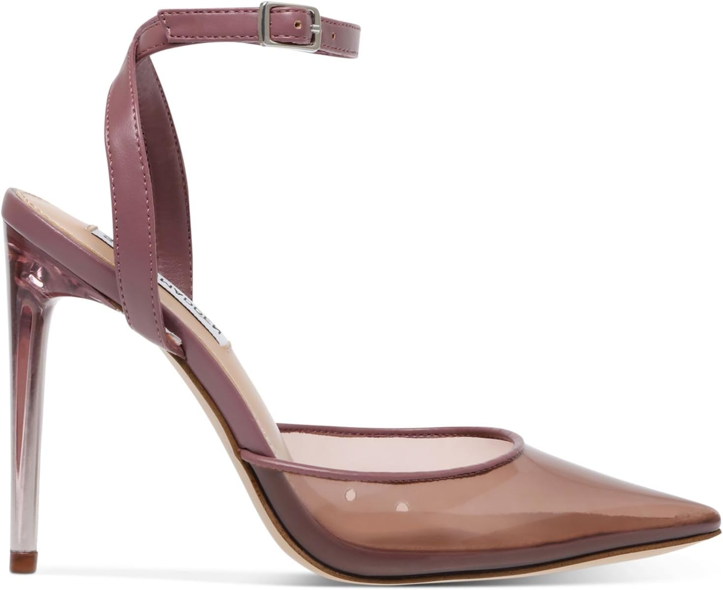 Steve Madden Womens Purple Transparent Ankle Strap Alessi Pointed Toe Stiletto Buckle Pumps Shoes 7 M