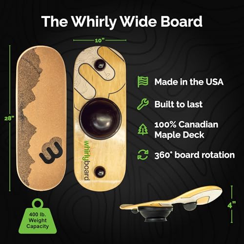 Image of Whirly Board Wide 360˚ | Standing Desk Balance Board | Wobble Board Portable Home Gym | Snowboard Training | Surf trainer | Balance Board for Kids & Adults | Core Balance Trainer