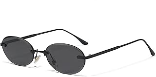 AUGEN Retro Oval Rimless Sunglasses for Men &amp; Women | UV400 Protection | Lightweight Vintage Metal Frame Stylish Shades | ...