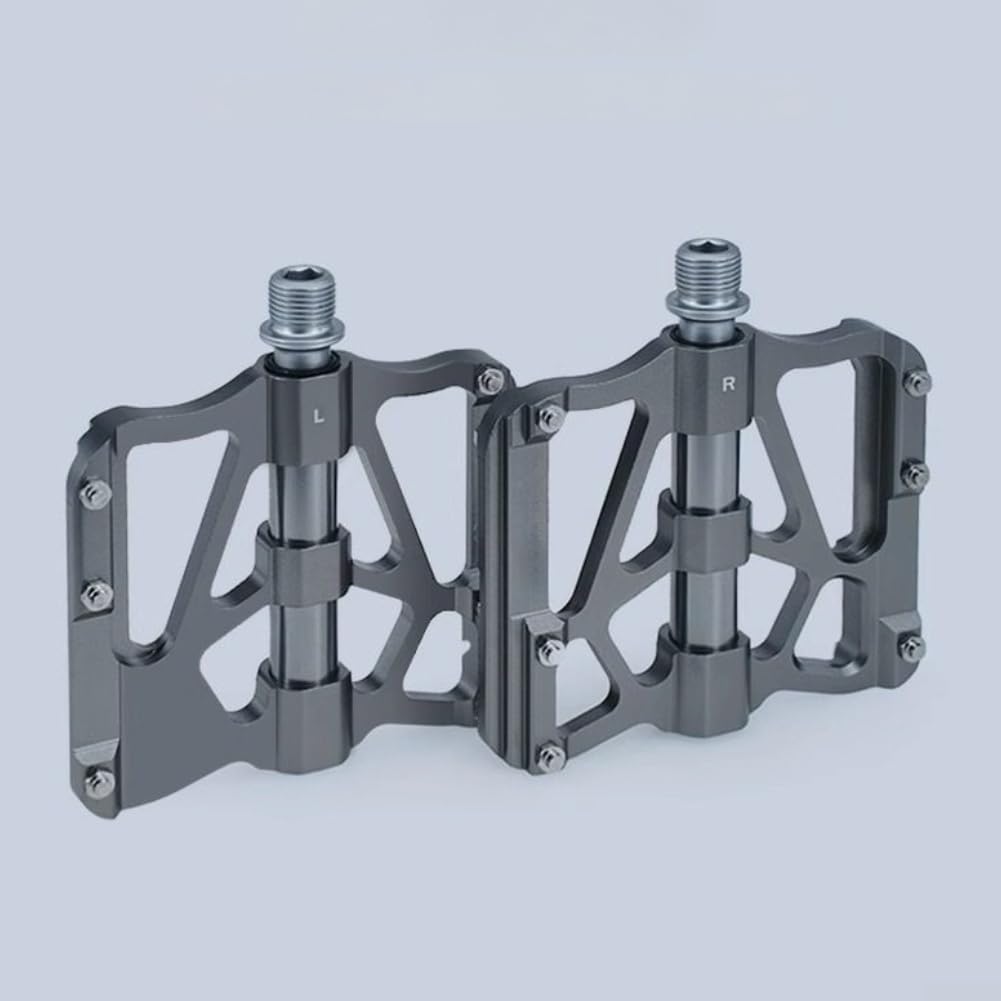 Honseadek Pedales de agarre de doble cara para bicicleta plegable, pedales de aleación ligeros para terrenos difíciles, pedales de bicicleta antideslizantes para MTB, pedales de bicicleta de montaña
