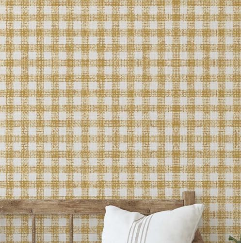S4Sassy Papel Pintado De Cuadros Amarillos Para Paredes, Vinilo Autoadhesivo De 63,5 X 304 Cm, Revestimiento Decorativo, Fácil De Instalar Para Dormitorio, Sala De Estar Y Salón. ⭐