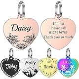 GISUERY Hundemarke mit Gravur - Edelstahl Hundemarke Personalisiert - Hundemarke Katzenmarke Doppelseitige Gravur - Haustiermarke Inklusive Schlüsselring mit 9 Designs (Herz - Multistyle)