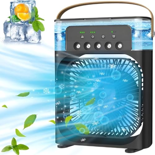 Portable Air Cooler Fan with Water Tank, USB, 5 Speed Settings, Black