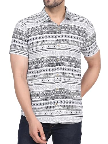Image of CVC Fashion Men's Printed Button-Down Shirt - Aesthetic Regular Fit Half Sleeve Casual Shirt for Men, Ideal for Summer & Beach Wear