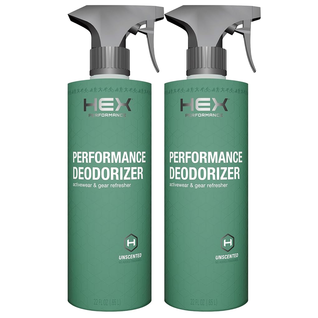 HEX Performance Deodorizing Spray, Unscented, 44oz (Pack of 2) - Awesome for Shoes, Gear, Activewear & Fabrics, Yoga Mats & Gym Equipment, Carpet,