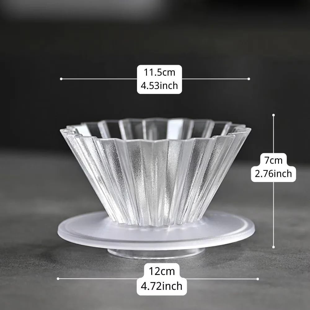 Wave Coffee Dripper with Base Set, Resin with Cone Shape Design, Compatible with Cone and Cake Cup Filter Paper, Japanese Style (Pink)