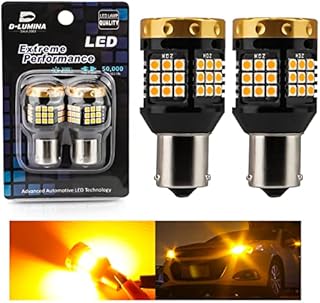 D-Lumina BAU15S PY21W 7507 (150 °) LED Turn Signal Lights Bulbs Amber Yellow,4000LM 45W 3030SMD,with Build-in Load Resistor CANBUS Error Free,LED turn signal lights for front or rear of car (2PCS)