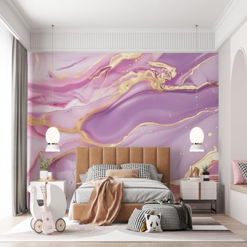 Affiche murale marbre fluide papier peint panoramique violet 3D - 3