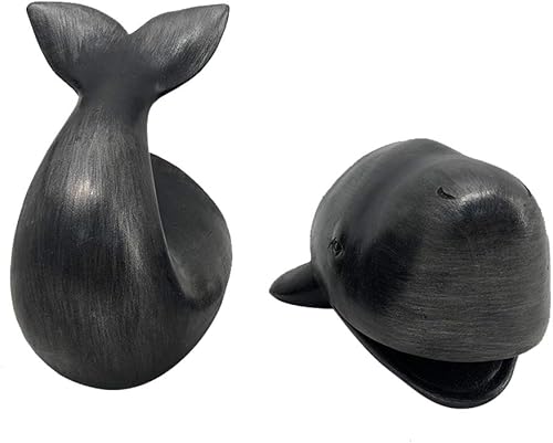 Miniatura 2 de Comfy Hour Under The Sea Collection - Sujetalibros de arte de ballena negra, peso pesado sólido, decoración del océano, juego de 2 unidades, 1 par