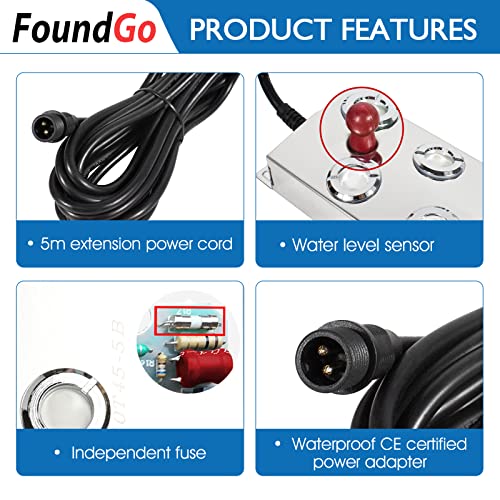 Foundgo Ultrasonic Fog Maker Fogger Machine Air Humidifier Mist Maker For Water Fountain Pond With Buoy/350W Power Adapter/10 Replacement Discs (10 Heads) #TOP2