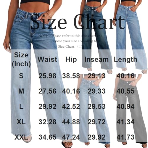 Woman Wide Leg Jeans High Waisted Boyfriend Baggy Jeans Y2k Loose Seamed Front Raw Hem Stretch Denim Pants with Pocket2