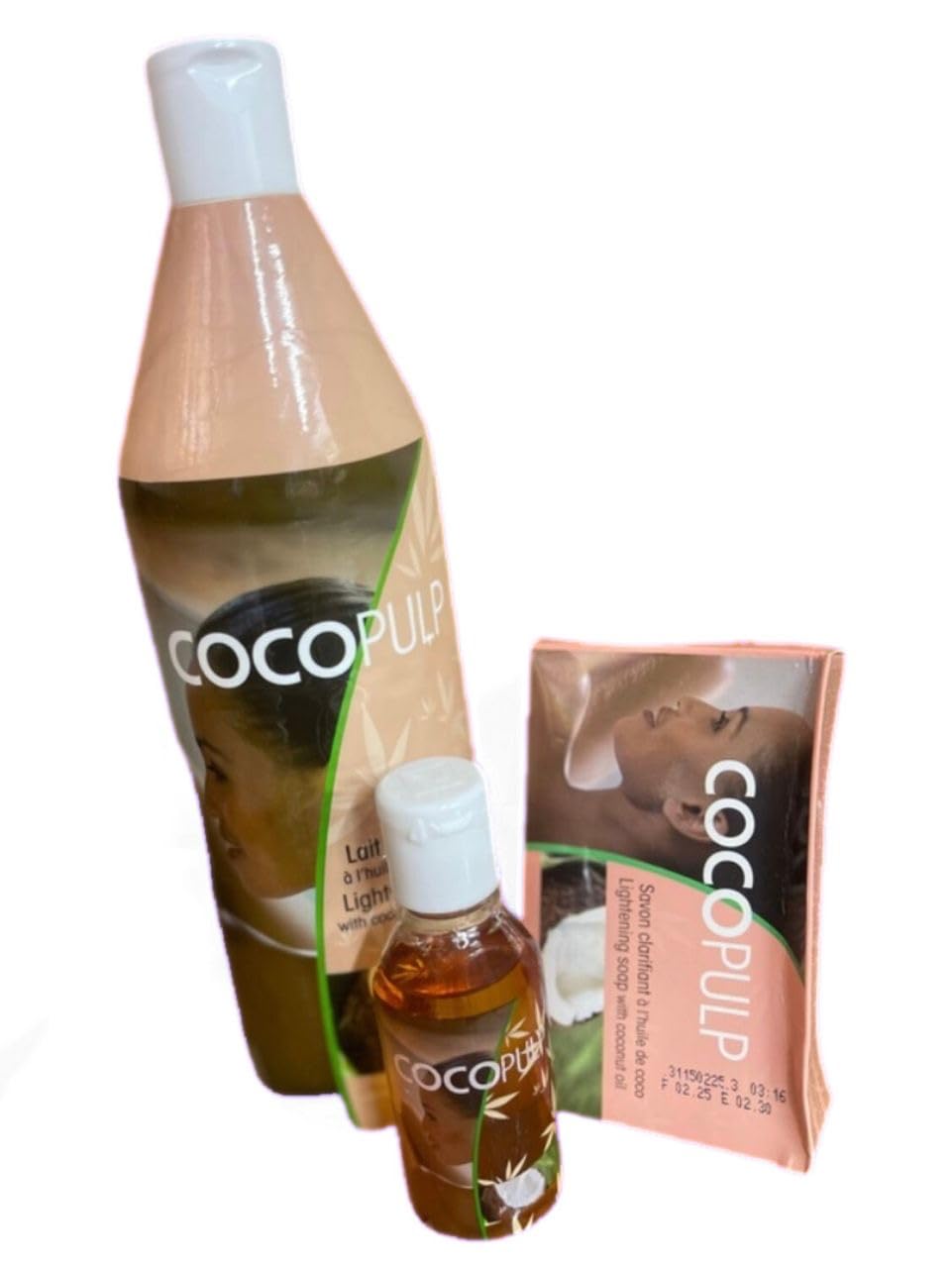 Dermatologist-Inspired set of 4 Corrective Skincare Cocopulp Collection – Body Lotion, Daily Face Cream, Serum Concentrate & Deep-Clean Soap.
