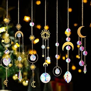 WDAFLG Pack of 7 Crystal Suncatchers, Colorful Crystal Sun Catchers Rainbow Maker Hanging Sun Catcher with Chain Pendant Ornament Crystal Balls for Window Garden Car Home Wedding Decoration